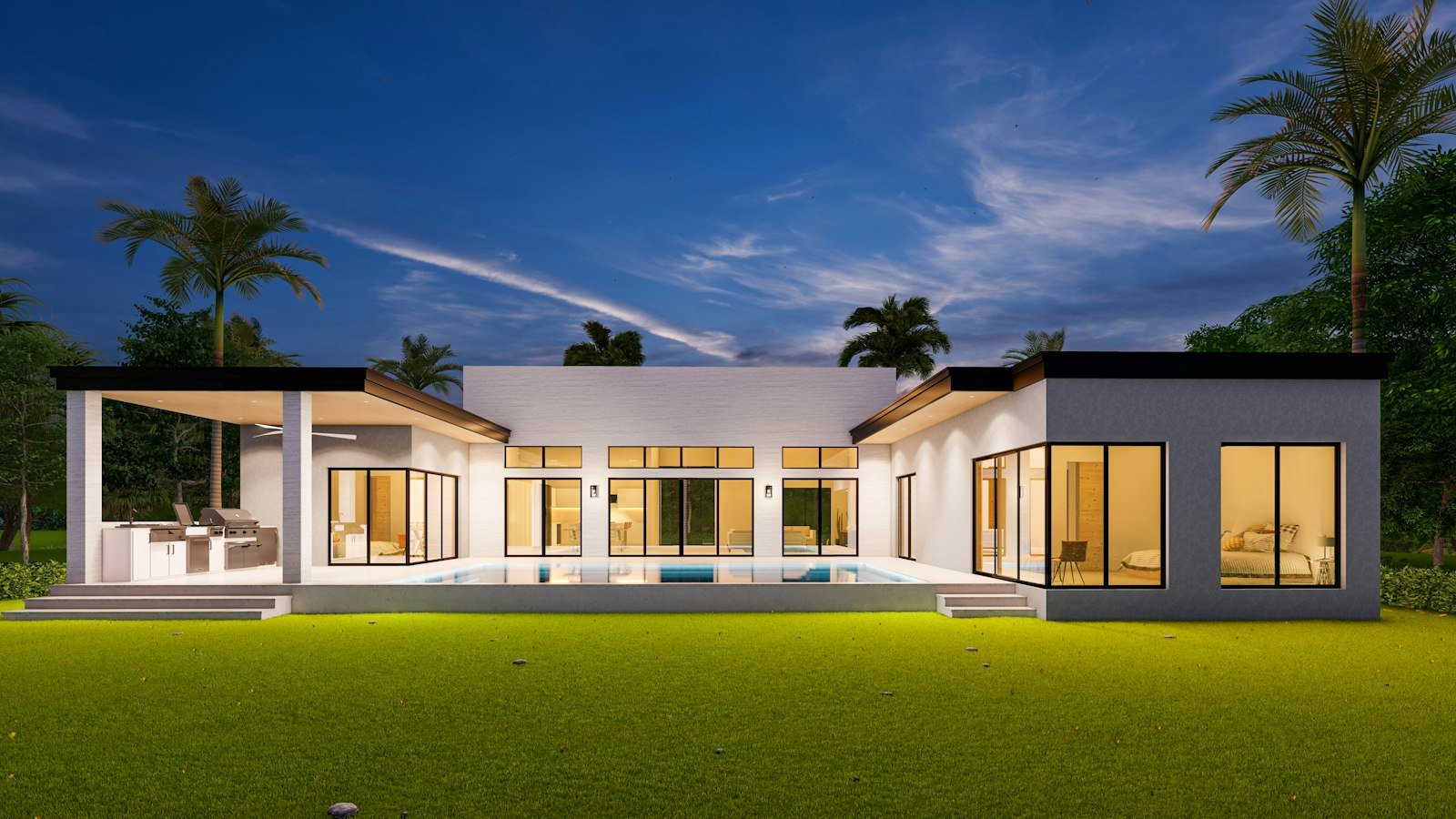 Villa moderne avec jardin et palmiers
